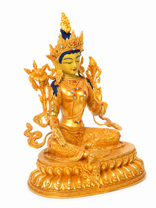 Statue <span class=keywords><strong>d</strong></span>'<span class=keywords><strong>ange</strong></span> Tara verte moderne faite à la main, sculpture bouddhiste tibétaine en laiton doré avec auréole pour temple, autel, <span class=keywords><strong>d</strong></span>écoration intérieure - Product Image 2