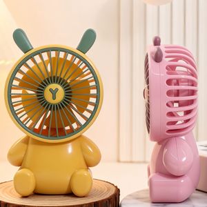 Lingpan <b>Mini</b> Cartoon <b>Usb</b> Rechargeable Handheld <b>Fan</b> With Button Control For Student Dorm Cooling - Product Image 3