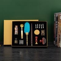 Yihuale — ensemble de stylos à couette pour calligraphie, motifs de plumes, ancien, Vintage, pour tremper