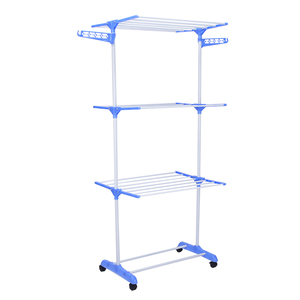 Stendibiancheria Pieghevole a 3 Livelli in Acciaio Inox Regolabile ed Ecologico con Ruote, Salvaspazio per Bagno e Soggiorno - Product Image 1