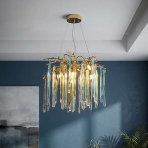 Moderne luxe villa hotel woonkamer hanglamp glazen ijspegel design interieurdecoratie messing kroonluchter hanglamp - Product Image 1