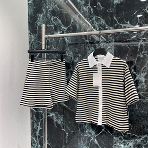Nouvelle Collection 26SS – Ensemble Décontracté Deux Pièces pour <span class=keywords><strong>Femme</strong></span>, Motif Écossais <span class=keywords><strong>Noir</strong></span> & Blanc, Longueur au-dessus du Genou, 100% Coton - Product Image 1
