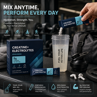 Sachets de poudre de créatine monohydrate 5g avec électrolytes, marque privée, pour adultes, pour la croissance musculaire