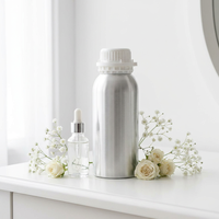 Bouteille en aluminium poli de 500 ml avec grand bouchon de sécurité blanc de 74 mm de diamètre pour huiles essentielles et parfums