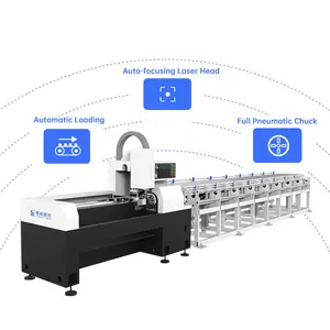Burr free fully automatic cnc pipe cutting machine for thin metal iron ss stainless steel round tube laser cutting machine