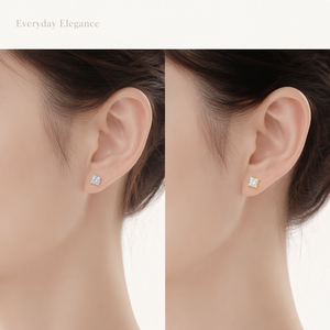 Boucles d'oreilles en argent S925, moissanite taille princesse carrée, clous d'oreilles à quatre griffes, plusieurs tailles, motif papillon - Product Image 5