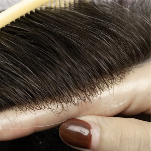 Protesi Capillare da Uomo in Capelli Europei con Spedizione Veloce 0.06mm 0.08mm Toupet in Poliuretano a Pelle Sottile con Capelli Iniettati V-looped - Product Image 2