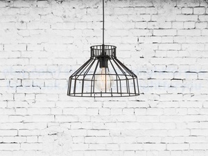 Suspension industrielle en fil métallique, design cage géométrique, fixation au plafond, en fer, durable, décoration intérieure pour salon - Product Image 1