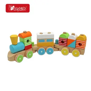 Wholesale Educational Shape Sorter Stacking Wooden Blocks Train Toy For Kids W04A608