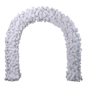 Arco de boda en forma de U personalizado, decoración de pared para eventos y fiestas, arco de flores de rosas blancas de seda artificial - Product Image 4