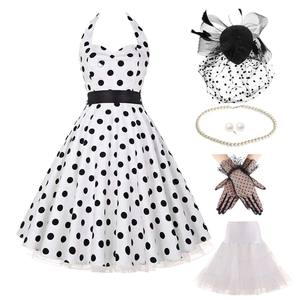 Derby Tea Party 6 pièces femmes Vintage à pois rétro robe crayon Costume avec accessoires YTHC-010 - Product Image 2
