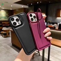 Étui pour téléphone portable en cuir à grande fenêtre avec support de protection d'objectif de caméra pour iPhone 17 16 15 14 13 12 11 Pro Max