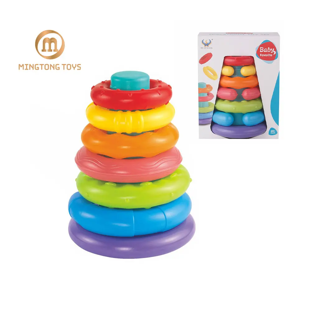 Ragazzi ragazze illuminazione educazione precoce regalo plastica colorata fai da te nidificazione cerchi arcobaleno impilabile anello giocattoli per il bambino