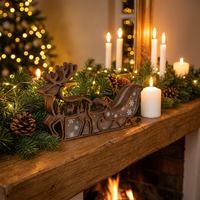 Großhandel 3D Mehrschichtige Holz-Rentier-Schlitten-Dekoration |   Maßgefertigtes Weihnachtstisch-Ornament |   XIAOYAN AW059 |   Exklusive Feiertagsartikel