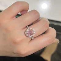 Bague tendance populaire en cuivre étincelant en forme d'œuf de pigeon pour femme, style moderne, luxe léger, de niche, ouverte et ajustable pour le doigt index ou le petit doigt