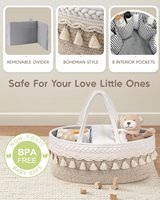 Panier de rangement pour couches, panier à couches en corde de coton de style bohème, grand et robuste, panier de rangement portable pour produits pour bébés