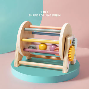 Tambour roulant 3 en 1 d'inspiration Montessori Jouets éducatifs en bois pour l'apprentissage précoce des nourrissons et des bébés - Product Image 1