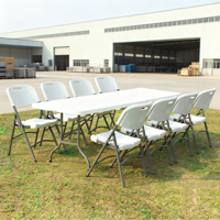 Table pliante multifonctionnelle de 6 pieds en plastique HDPE, pliable en deux, pour stand d'exposition