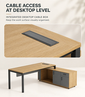 Ensemble de bureau commercial et armoire de rangement avec 3 tiroirs coulissants, tiroir verrouillable, pieds fixes, poste de travail moderne