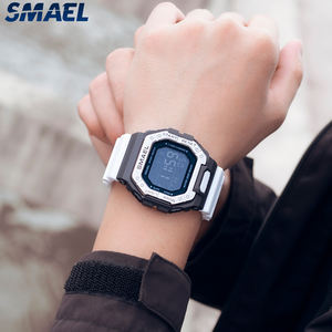 SMAEL 8059 एलसीडी डिस्प्ले डिजिटल पुरुषों कलाई घड़ी बिग स्क्रीन घड़ी 3 एटीएम निविड़ अंधकार - Product Image 2