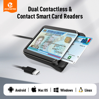 ZOWEETEK USB C/Tipo C 2 en 1 Lector de tarjetas Smart EMV CAC ID IC ATM Lector de tarjetas de crédito Lector de tarjetas NFC Escritor para tabletas de teléfonos