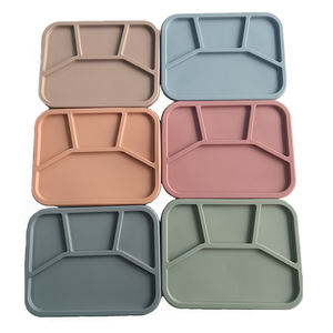 กล่องใส่ขนมซิลิโคนสำหรับเด็กปราศจากสาร BPA ของ Vichi กล่องใส่อาหารและของว่างสำหรับไปโรงเรียนกล่องอาหารกลางวัน4ช่องไม่หก - Product Image 3