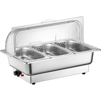 Luxuriöser rechteckiger elektrischer Buffet-Wärmer aus Edelstahl mit PC-Rolltop für Hotels und Restaurants