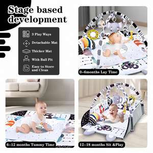Tapete de Juego Sensorial Grande para Bebés Recién Nacidos, Tapete de Tiempo Boca Abajo con 5 Juguetes Desmontables y Almohada - Product Image 4