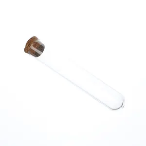 Hoge Kwaliteit 10Ml Lab Clear Plastic Reageerbuis Met Kurk Stoppen