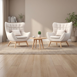 Fauteuil en tissu de luxe moderne avec structure en bois et rembourrage en mousse pour salon, chambre, hôtel, villa et salle à manger - Chaise de loisirs d'extérieur - Product Image 3