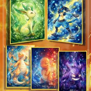 Tableau d'art animé Pokémon DM, carte décorative de collection, figurine de dessin animé Pikachu Eevee Charizard à afficher - Product Image 1