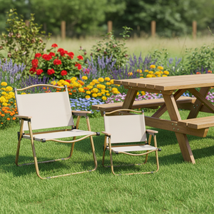 Silla de jardín para patio exterior de diseño moderno, silla de picnic plegable portátil con tela Oxford y madera maciza para acampar - Product Image 2