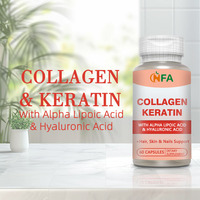 Capsules de collagène et kératine personnalisées de qualité supérieure avec acide alpha-lipoïque et acide hyaluronique pour stimuler la santé des cheveux, de la peau et des ongles, 60 capsules