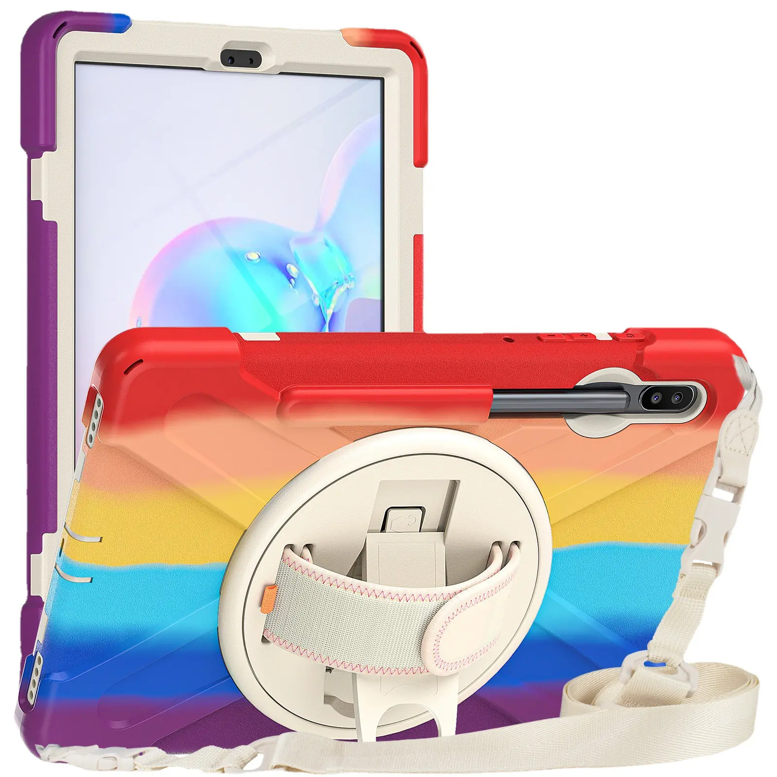 360 degree rotation kickstandhold rainbow tablet case for Samsung Galaxy Tab S8 Ultra Tab A8 Tab S7 FE