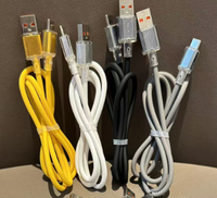 Cable de Carga Rápida Multifunción 3 en 1 Tipo-C a Tipo-C de Silicona de Cristal con Transferencia de Datos de Calidad Superior, PD 20W 6A