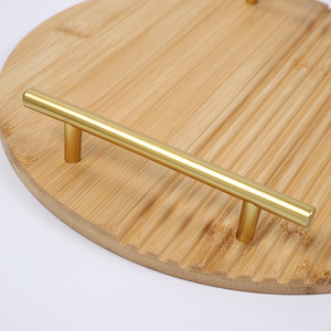 Plateau en bois de bambou, plateau de service rond ou carré en bois massif pour la maison, l'hôtel, le restaurant, le rangement des collations - Product Image 3