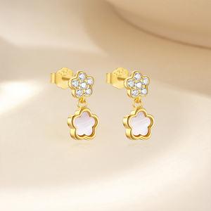 White Shell Flower Stud <b>Earrings</b> Korean Jewelry 925 Sterling <b>Silver</b> <b>Women</b> <b>Hoop</b> <b>Earrings</b> - Product Image 2
