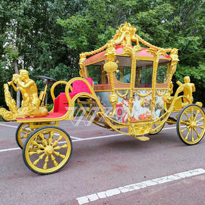 Royal Luxury Electric Sightseeing Buggies Golden Horse Carriage Cart Royal Wedding Horse Carriage para la venta EE. UU. - Product Image 2