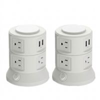 Multiprise tour USB OEM avec chargeur sans fil, cordon d'extension de 1,8 m, protection contre les surtensions, 6 prises CA, prise de courant IP67