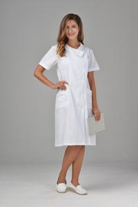 Elegante Camice Bianco da Medico con Design del Colletto Speciale, Alta Qualità Personalizzabile in Cotone Popeline, Maniche Corte e Lunghe per Donne - Product Image 3
