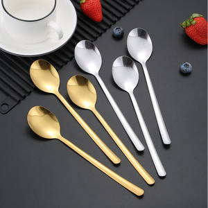 Cuchara de Comedor de Acero Inoxidable con Mango Largo Estilo Coreano, Cucharas para Sopa y Postre, Cuchara para Mezclar - Product Image 3