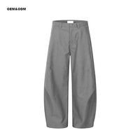 Celana panjang pria, celana panjang kancing longgar ritsleting Fly Streetwear warna Solid layanan olahraga OEM