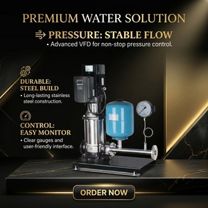Pompa Centrifuga Multistadio Verticale a Frequenza Variabile in Ghisa, Silenziosa ed Efficiente, per l'Approvvigionamento Idrico Edilizio - Product Image 1