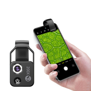 <span class=keywords><strong>Objectif</strong></span> de microscope pour téléphone portable de haute qualité avec grossissement 200X, lumière LED et filtre polarisant pour l'enseignement de la biologie - Product Image 1
