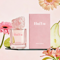 Bouteille de parfum en verre marbré personnalisée avec bouchon en pierre naturelle rose, 50 ml, 100 ml, flacon de parfum en cristal brut