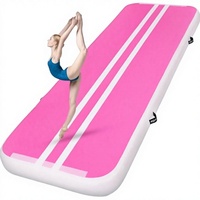 ROMELANDS Matras Senam Udara Tebal 10mm Ukuran 10/13/16 Kaki, Matras Inflatable Tahan Air untuk Latihan Senam di Rumah Dilengkapi Pompa (BERRYPINK)