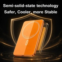 Batterie externe magnétique semi-solide ultra-fine 6,35 mm 5000 mAh en verre trempé, charge rapide sans fil PD 20W Type-C, portable