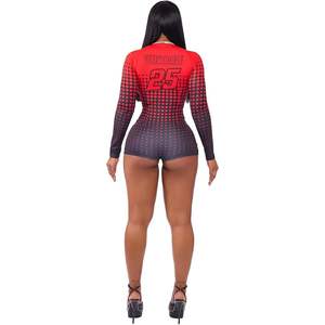 Mono corto ajustado para mujer 2026 con estampado de lunares y cremallera, ideal para fiestas, de tela elástica con memoria. - Product Image 1