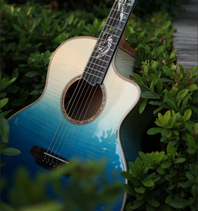 Plateau en bois massif d'érable et d'épicéa. Guitare Maple Back de 41 pouces, avec touche en palissandre et sculptures exquises sur le dos. - Product Image 4