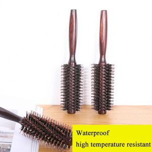 Cepillo desenredante de cerdas de nailon de alta calidad con mango de madera, cepillo redondo para peinar cabello rizado - Product Image 5